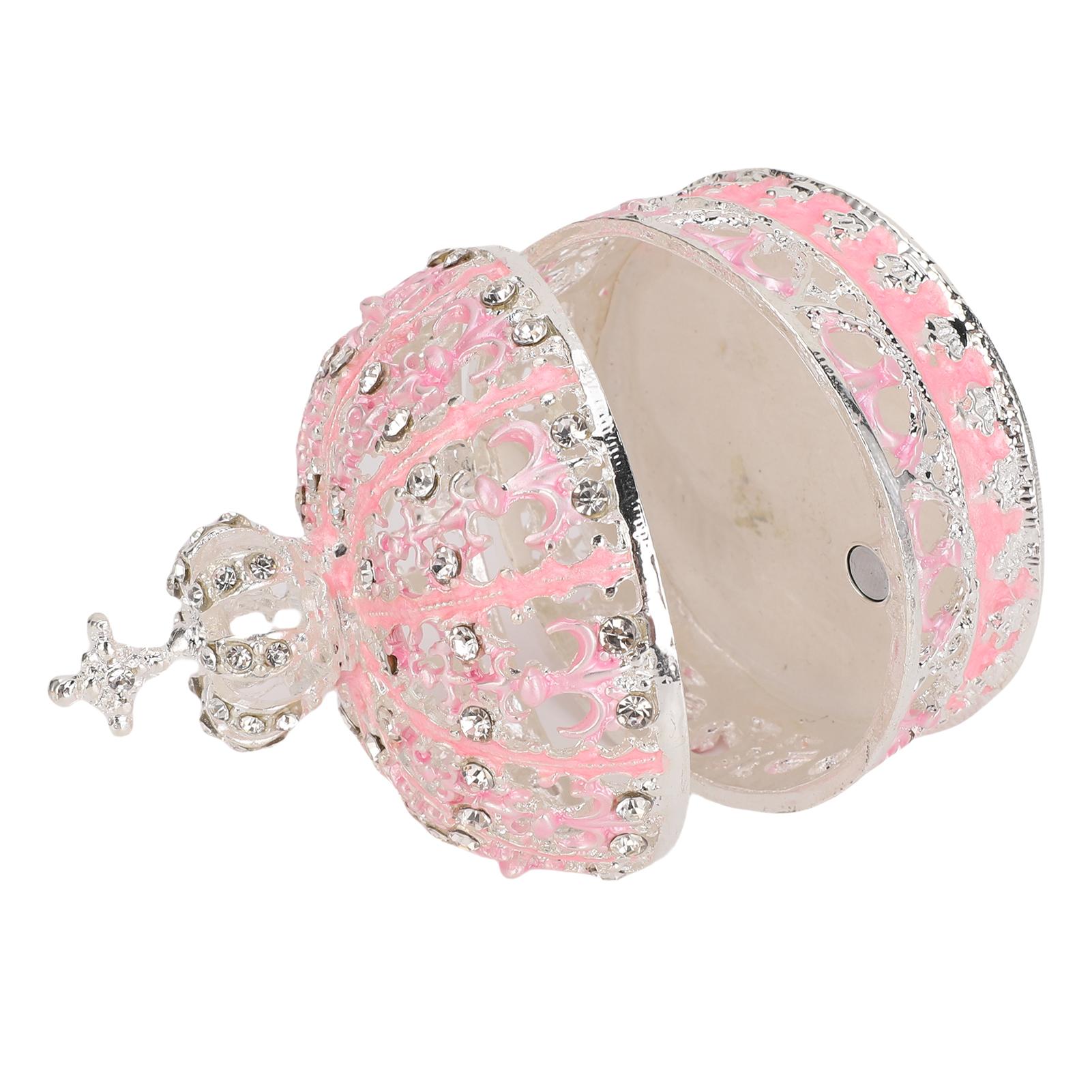 

Enameled Crown Jewelry Box Trinket Necklace r s Storage Alloy Vintage Small Metal Keepsake Tiny Box Antique Home Decor