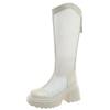 7CM Female Summer Knee-high Mesh High Boots Women ZIP Breathable Mesh Knight Boots Thick Heel Hollow Long Cool Boots Botas Mujer