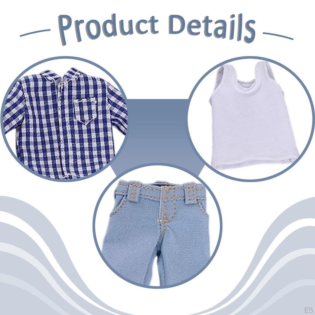 1/12 Male Figure Clothes Vest Shirt and Jeans Accessories Dress up Classic Men's Casual Outfits for