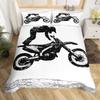 3pcs Cool Motorbike Bedding Set Dirt Bike Duvet Cover Twin Motocross Rider Comforter Cover Extreme Sports For Boys Adults