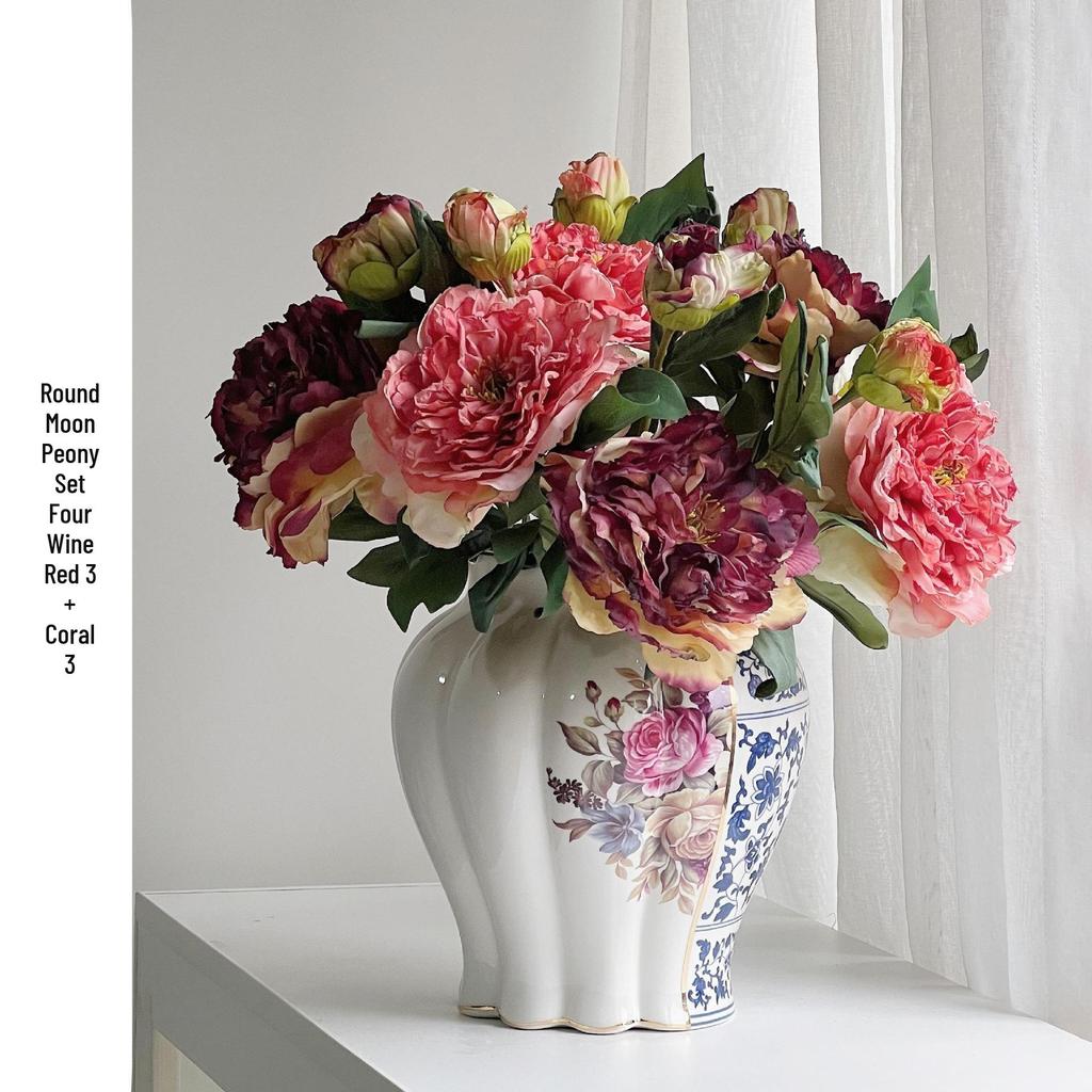 Retro French Peony Decorative Floral Ornament for Home and Dining Table