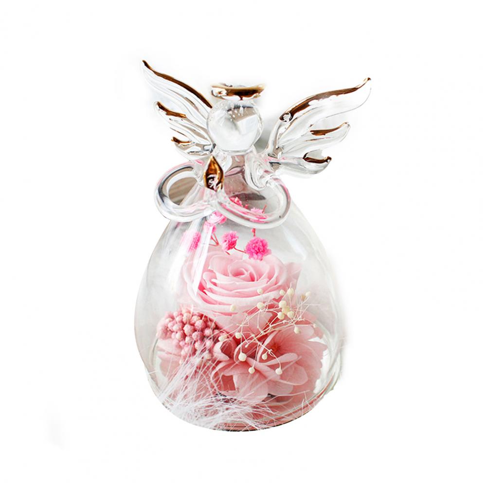 1 Set Little Angel Preserved Roses In Glass Forever Eternal Rose Flower Christmas Birthday Valentine Day Wedding Gift Women Girl