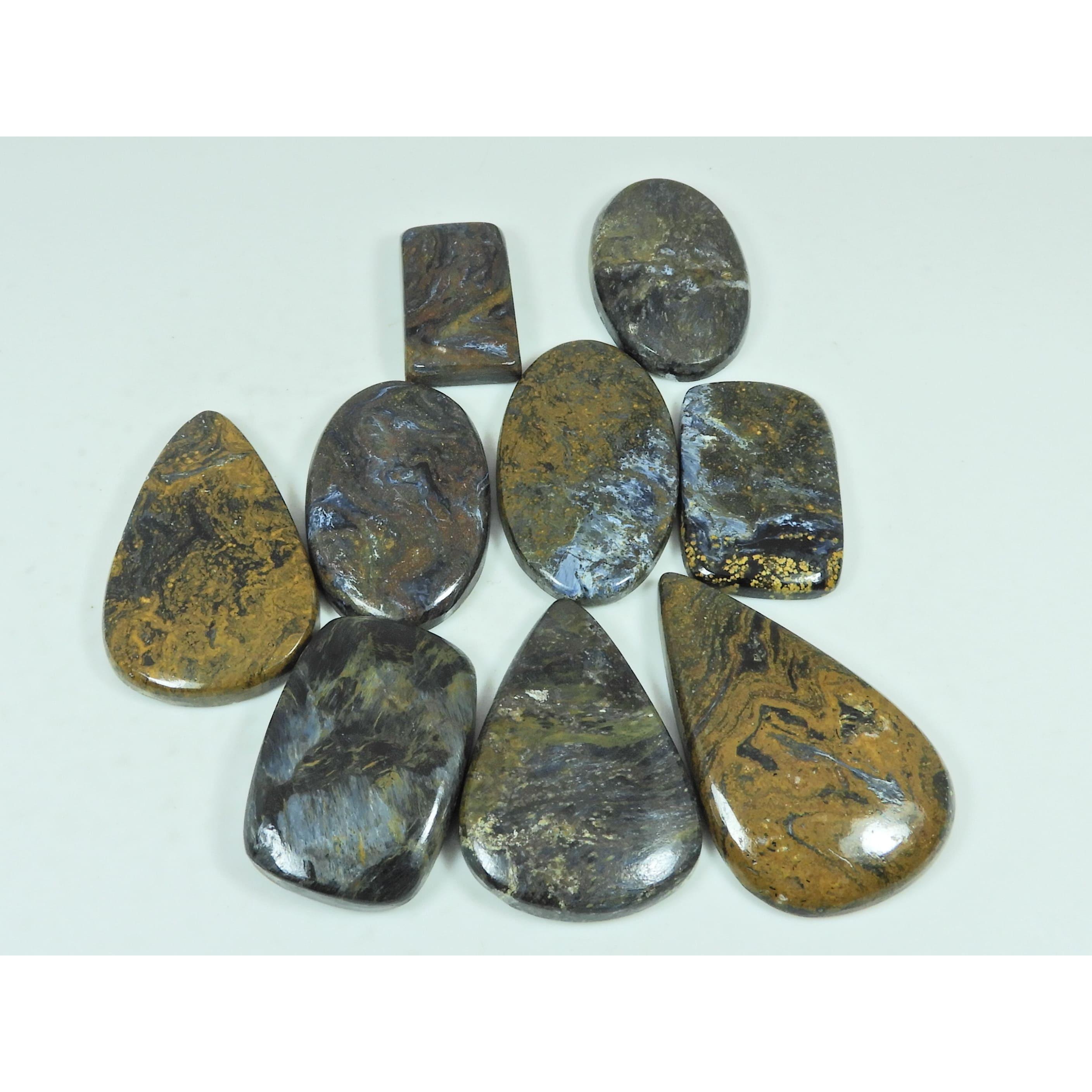 324Cts. Natural Pietersite Mix Shape Cabochon Loose Gemstone 09Pcs Lot C-2892