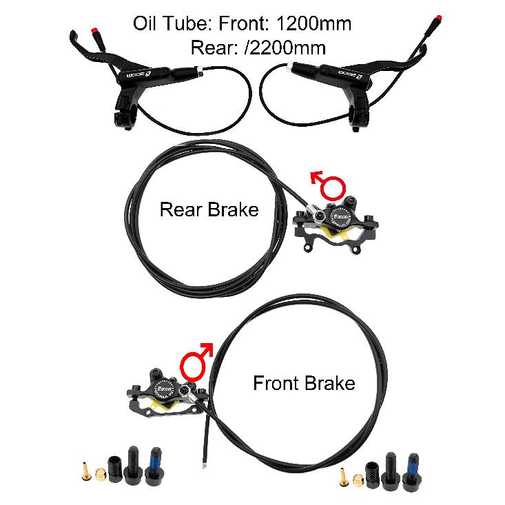 ZOOM Bike Electric Scooter Power Off Control Oil Hydraulic Disc Brake Caliper 2200 1200mm for Zero 10X 11X KUGOO G Booster G1