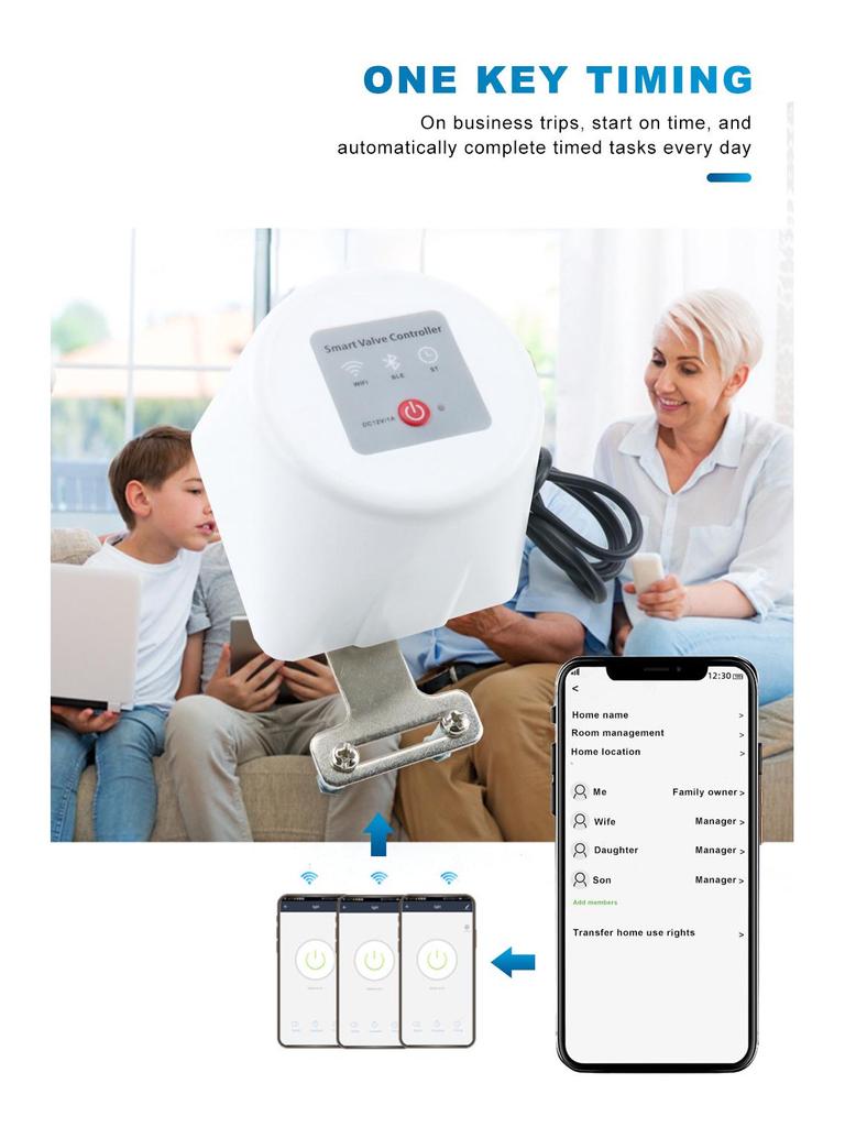 Tuya Smart WiFi Robotický ovladač ventilu pro senzory detekce úniku