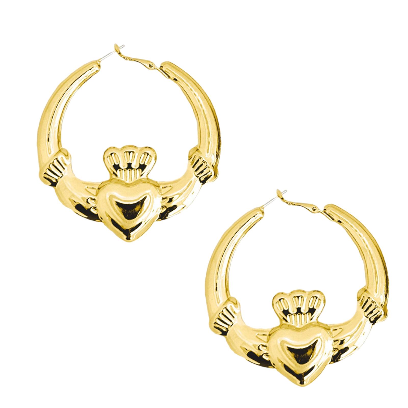 

Серьги-кольца Uniqeu Heart And Crown, женские серьги-кольца Heart And Crown, позолоченные или посеребренные, с подвесками золотой