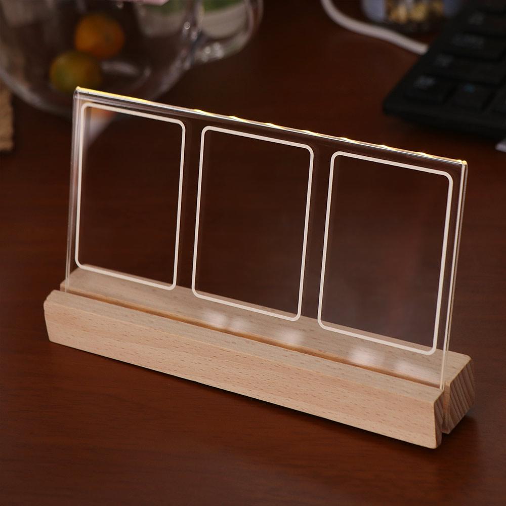 3 In 1 LED Light Photo Frame Clear Acrylic 3 Inch Photo Instant Picture Frame Widely Use 3 Openings Tabletop Photo Display Rack
