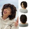 Syntetické Kudrnaté Pletené Paruky pro Ženy Locs Háčkované Twist Vlasy Krátká Afro Paruka Dámská Dreadlock Paruka Ombre Kaštanová Denní