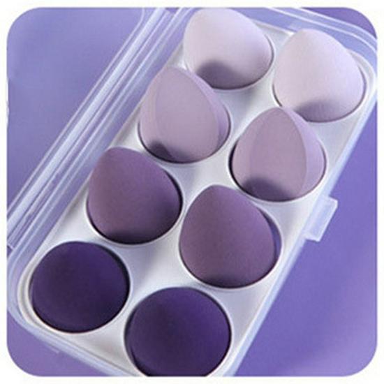 Gradient Makeup Sponge Set with 8-Compartment Storage Box - Beauty Tool for Foundation Application
