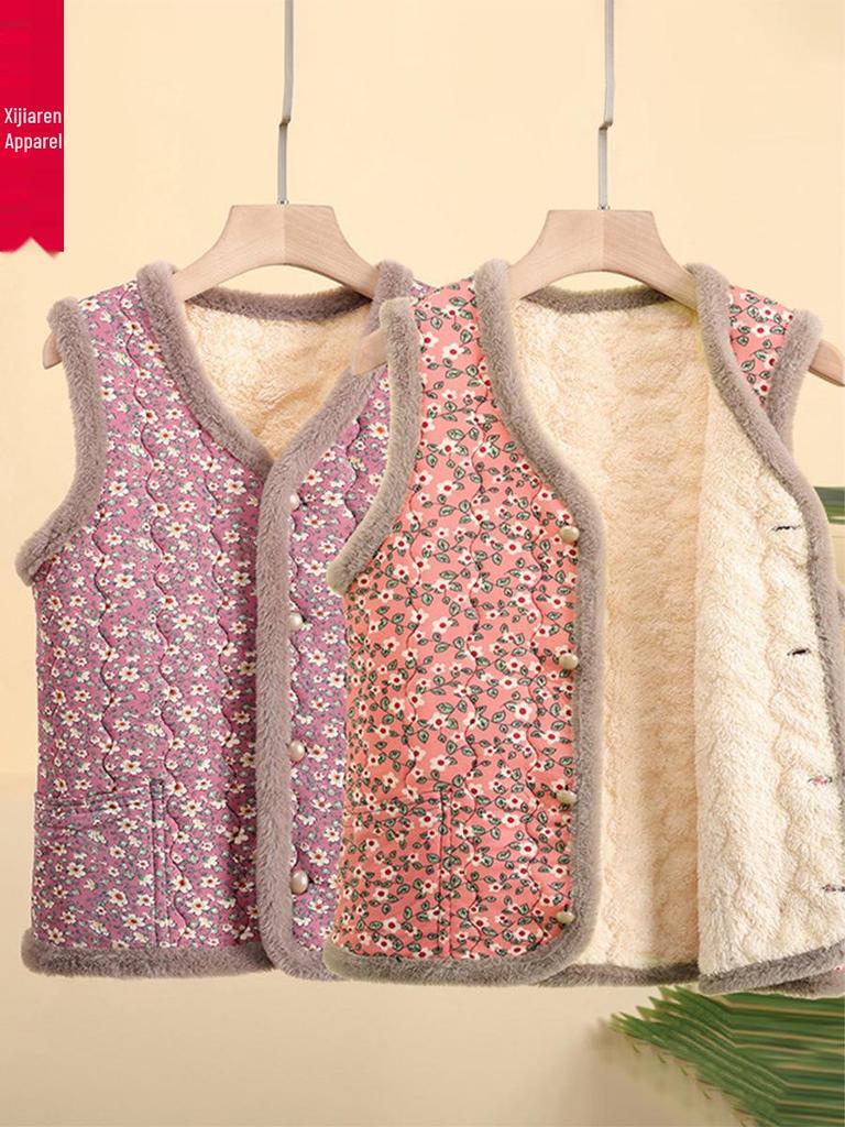 Autumn Winter Plus Velvet Vest for Middle-Aged & Elderly Women - Thickened Waistcoat for Moms & Grandmas