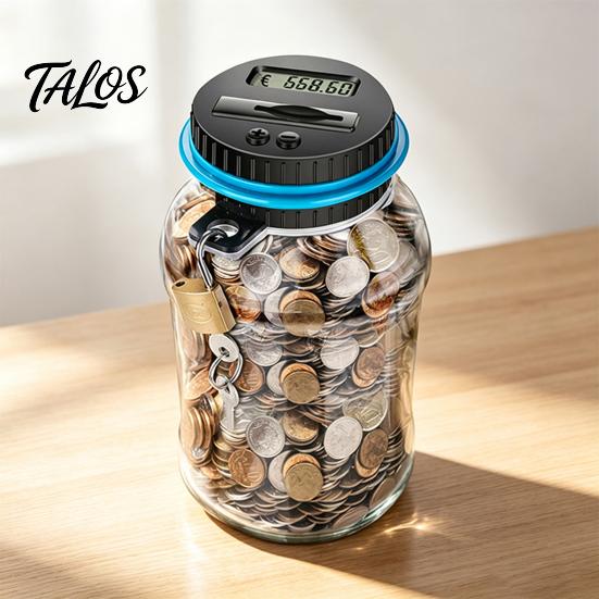 Visible Coin Bank for Teens Digital with Intelligent Counting, Safety Padlock ABS Transparent Money Saving Jar Kids Savings Jar, Management