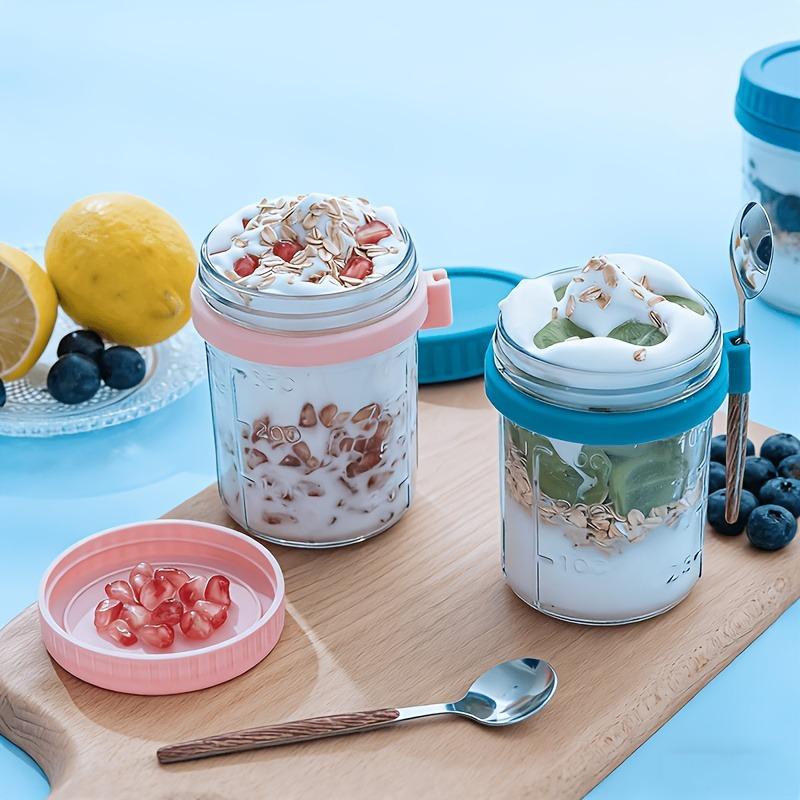4er- oder 8er-Pack 16oz luftdichte Glas-Overnight-Oats-Gläser mit Deckeln und Löffeln, ideal für Joghurt, Müsli und als tragbare Aufbewahrung für das Mittagessen im Büro.