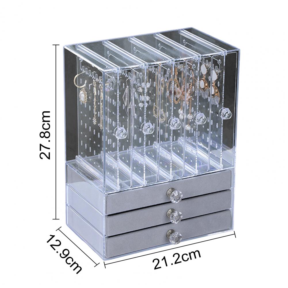 Jewelry Storage Rack Transparent Large Capacity Dustproof Vertical Earrings Display Stand Jewelry Storage Clear Drawer Box Case