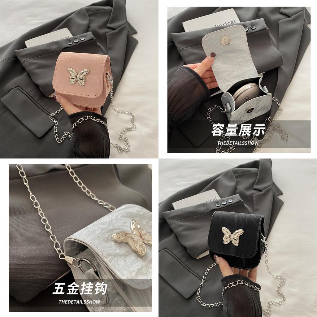 Stylish Mini Chain Shoulder Bag 2024 Fashionable Chic Design For Daily Use In Black Silver And Pink
