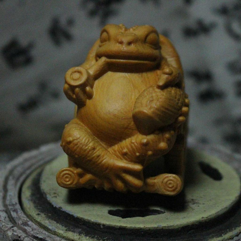 Hand-Carved Toad & Swan Rocking Chair Ornament - Dream Come True Wood Sculpture