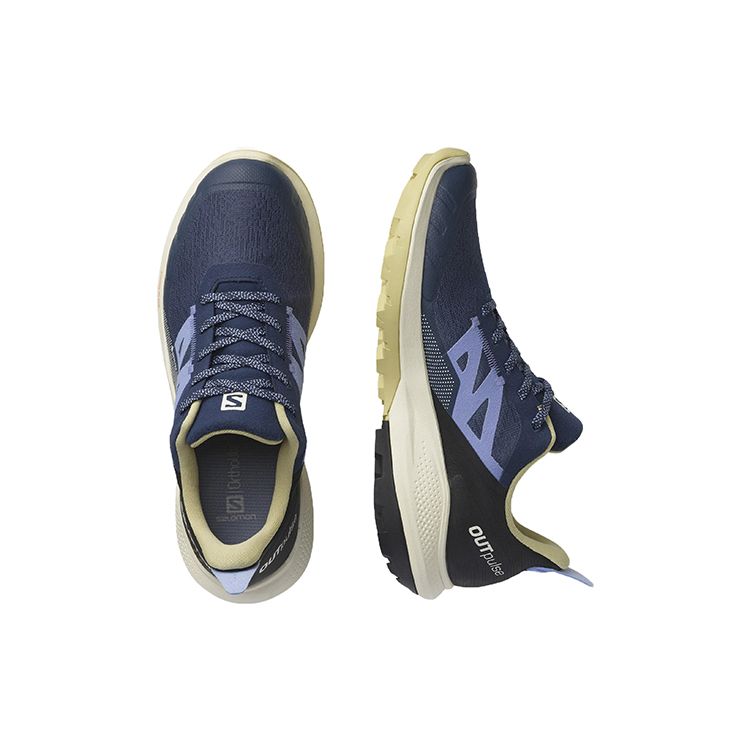 SALOMON Outpulse Fabric Letter Splicing Comfortable Versatile Durable Low-Top Hiking Shoes Women Sneaker Black 415885