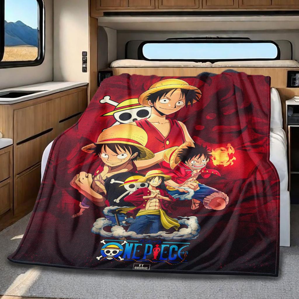 One Piece Luffy Print Blanket, High-quality Nap Blanket, Warm and Soft, Suitable for Sofas, Beds, Camping Trips, and Offices.