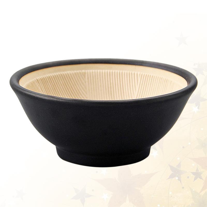Japanese Style Ceramic Grinding Bowl Kitchen Restaurant Tableware Bowl for Home Restaurant Hotel (Black) | Bowls