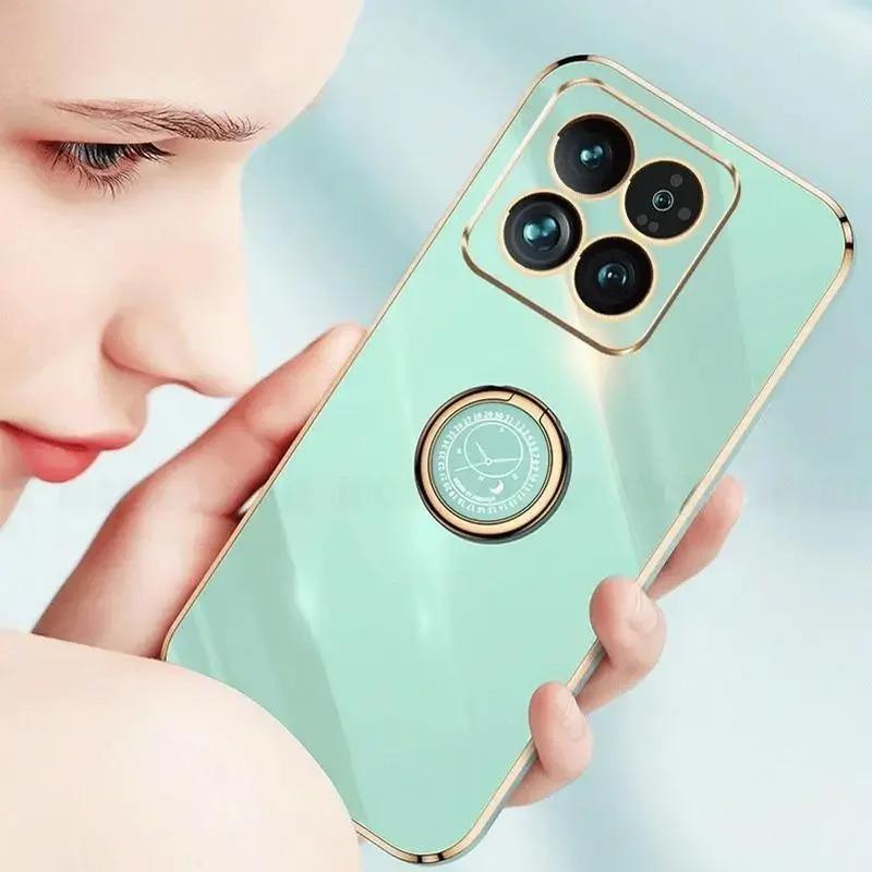 Glossy Plating Ring Holder Case for Xiaomi 17T 15T Pro Soft Silicone Lanyard Lens Protection Cover For XIAOMI MI17T Pro 15Tpro