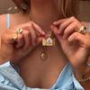 Stainless Steel Painted Printed Adjustable Pendant Opening And Closing Necklace Hand Drawn Flower Heart Pendant Sweater Chain