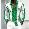 Men's Collared Shirt with Creative Musical Note Print, Trendy Long-sleeved Casual Top for Everyday Wear, Dates, and Outings.