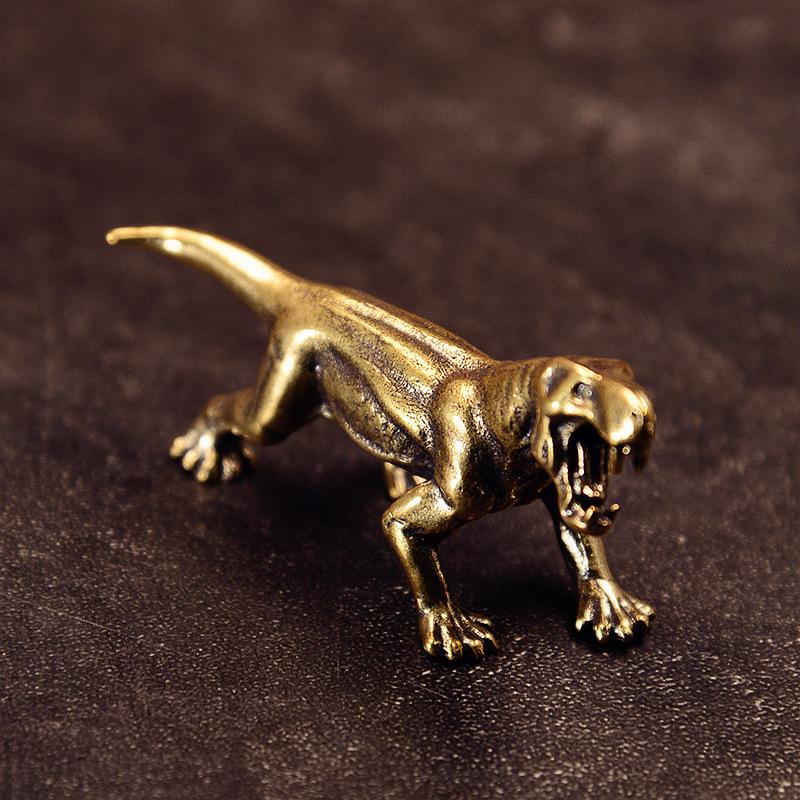 Ancient Animal Dinosaur Statue Car Decoration Craft Home Decor Accessories Retro Brass Dinosaur Miniature Figurines