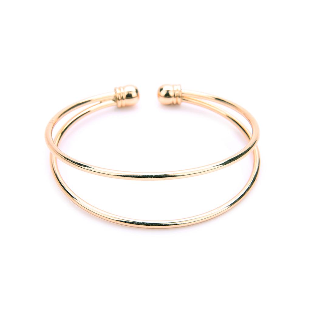 2pcs/Lot Copper Opening Bangle Adjustable Double Layer Simple Bangle for DIY Pandora Bracelets Gifts Jewelry Making Supplies