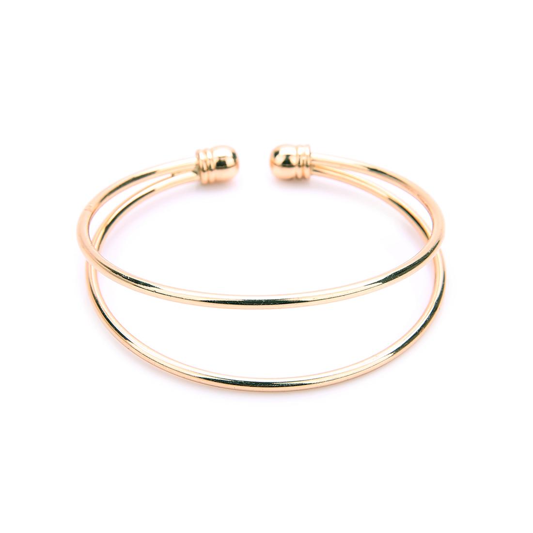 

2pcs/Lot Copper Opening Bangle Adjustable Double Layer Simple Bangle for DIY Pandora Bracelets Gifts Jewelry Making Supplies