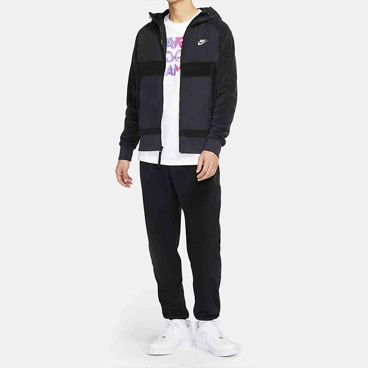 Nike Contrast Color Stitching Windproof Hooded Jacket Black Men's DJ4139-010