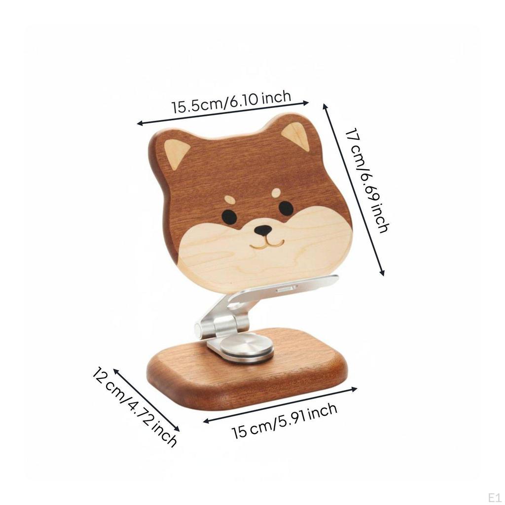 Japanese Dog Breed Phone Stand Universal Compatibility Wooden Animal Holder Hands
