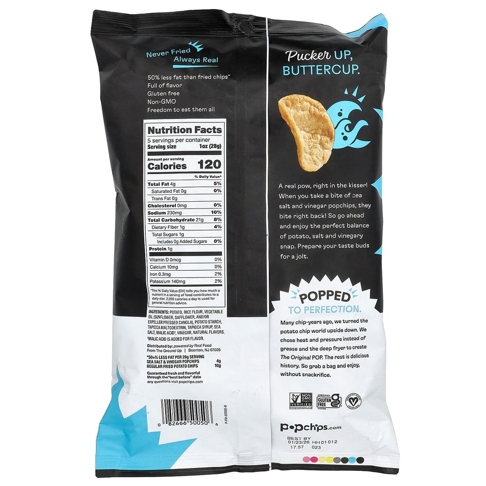 Popchips Potato Chips, Salt & Vinegar Flavor