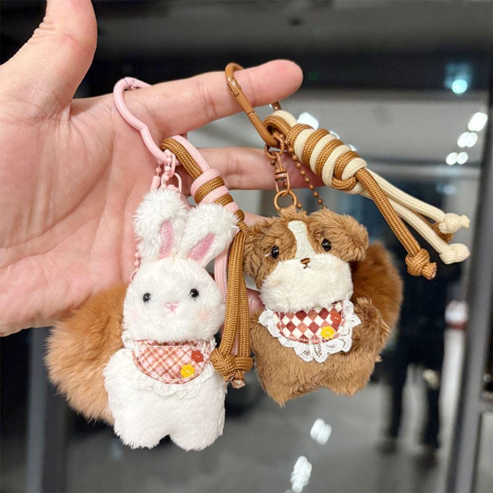 Bear Rabbit Dog Keychain Cat Key Ring Friendship Rabbit Plush Dolls Pendant Girls