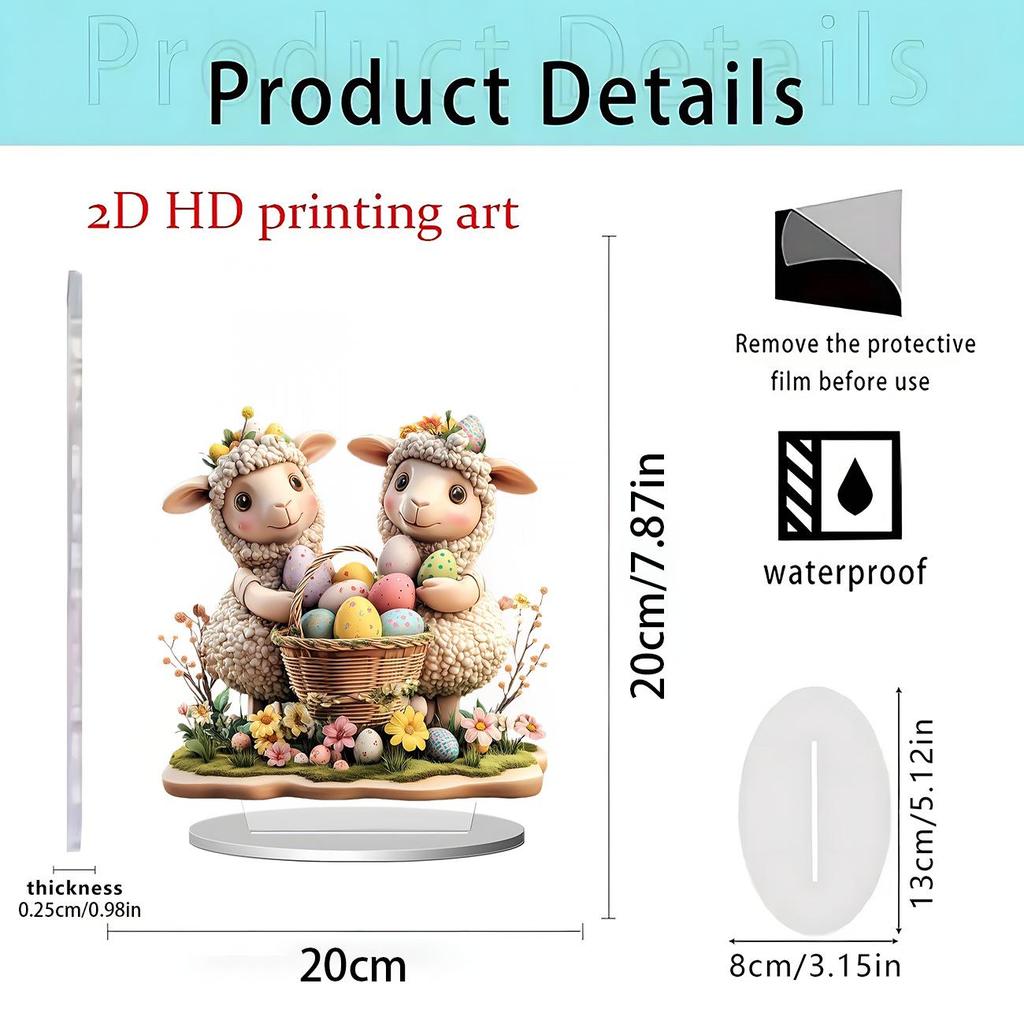 Colorful Rabbit 2D Acrylic Ornament for Easter and Valentine's Day Decor