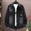 Spring Men Solid Lapel Denim Jackets Fashion Jeans Jackets Loose Fit Casual Black Blue Coats