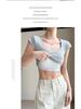 Women's Summer Ice Silk Square Neck Fly Sleeve Tank Top - Breathable, Slim, Trendy Street Style, Short Sleeve Outerwear