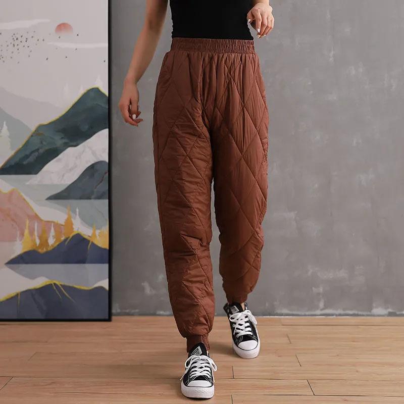 Winter Warm Down Cotton Pants Women High Waist Loose Harem Pants Solid Thicken Casual Pants 2026