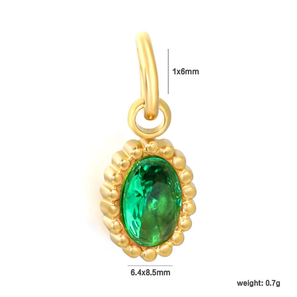 2026 New Waterproof 18K Gold Plated Stainless Steel Oval Heart Shape Cubic Zirconia Pendant Charms for DIY Jewelry Making