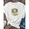 Womens Floral Earth Print Tee Crew Neck Short Sleeve Stylish Retro Casual Everyday Top Versatile Commuter Vacation Wear