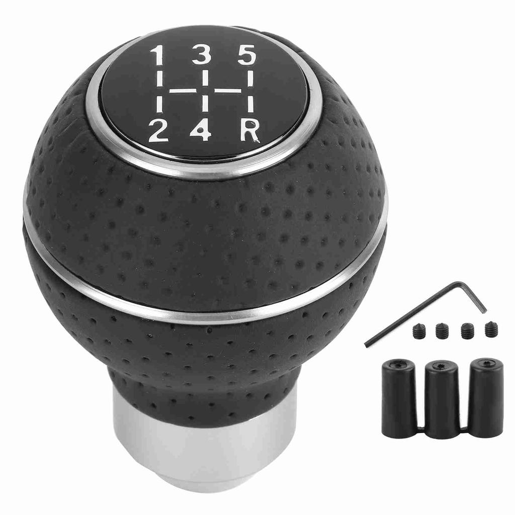 5 Speed Gear Shift Knob Stick Aluminium Alloy and Leather Manual Automobiles Accessory