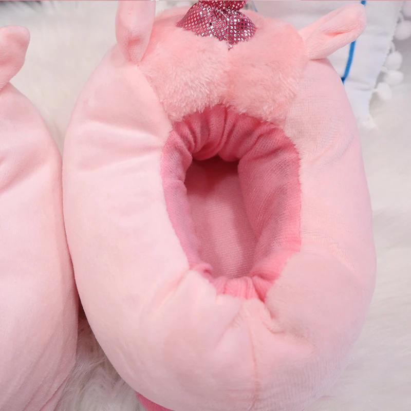Fashion Warm Cotton Winter Women Home Slippers Soft Cartoon Unicorn Indoor Non-slip House Slippers Girls Cute Shoes Footwear