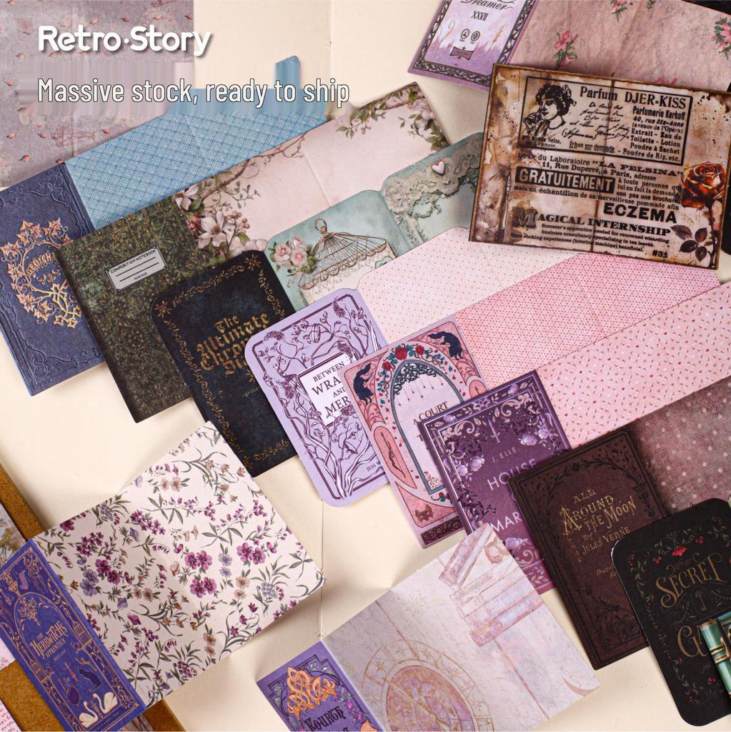 RetroStory Sticker-Kollektion: Vintage Hintergründe & Handgeschriebene Collage für Journale