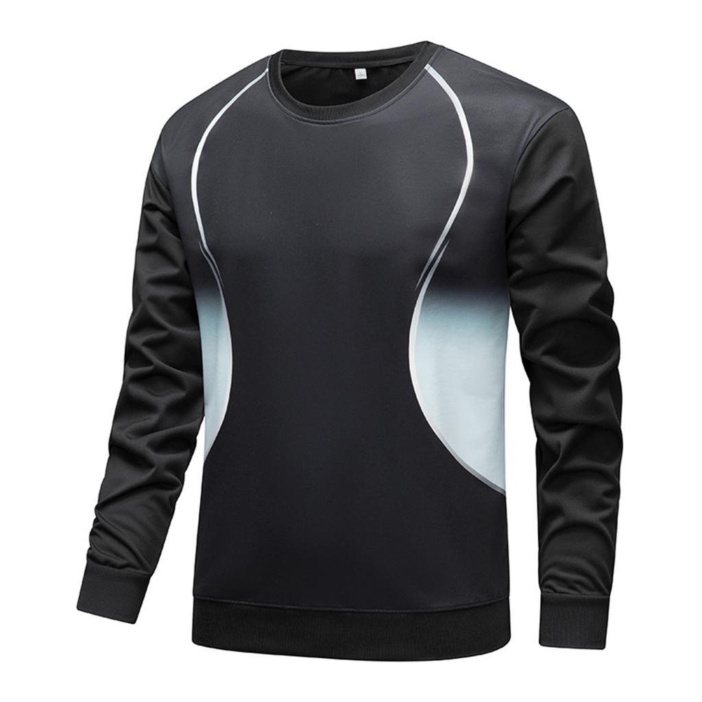 Men's Casual Top Round Neck Pullover Long Sleeved