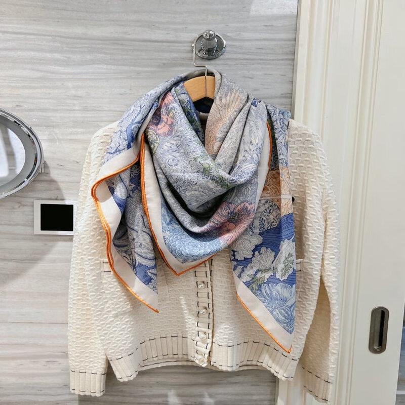 NINA SOLOR Silk Wool Square Scarf Shawl