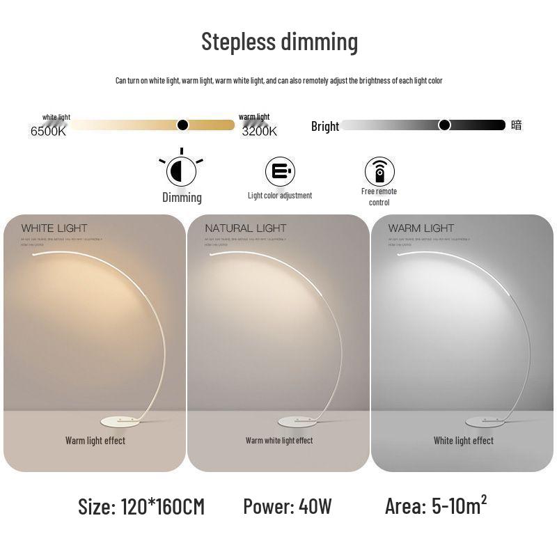 Minimalist Curved LED Floor Lamp for Living Room Art Showrooms