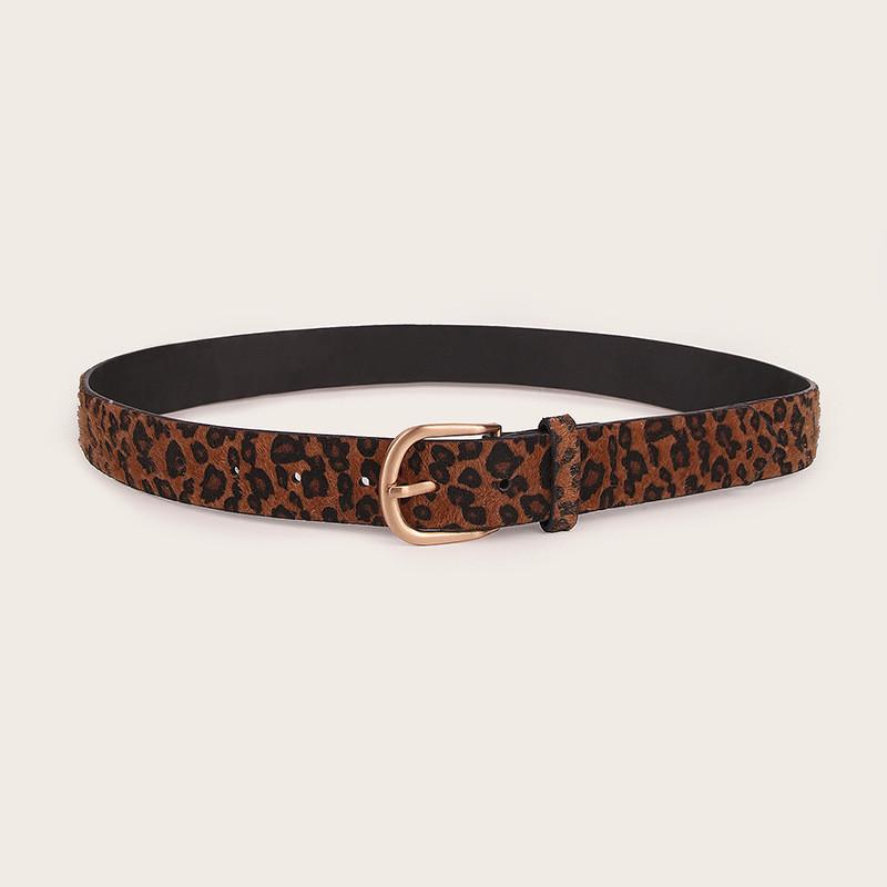 Womens Cheetah Animal Pattern Belt With Metal Pin Buckle For Casual Wear