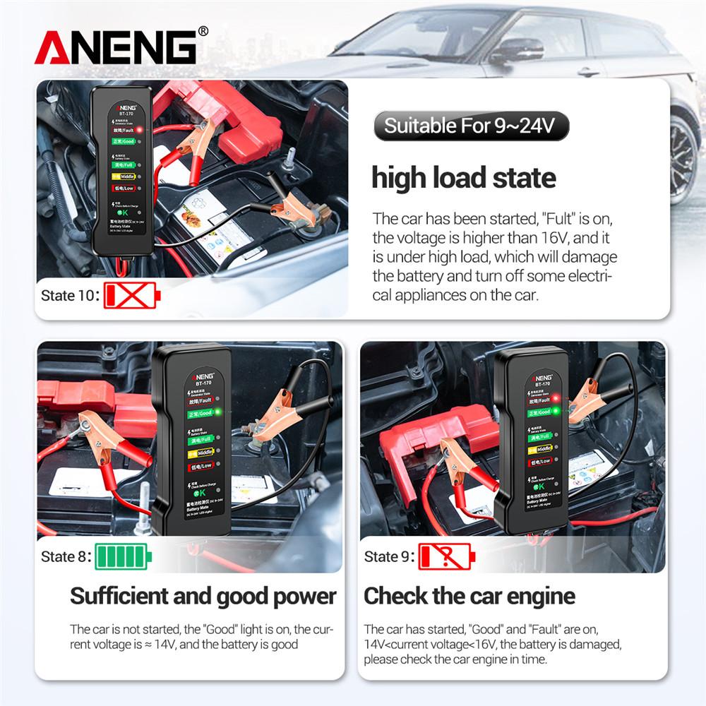 New 12V 24V Car Battery Tester Digital Alternator Analyzer Automotive Charging System Checker Portable Truck Car Repair Diagnostic Engine Inspection
