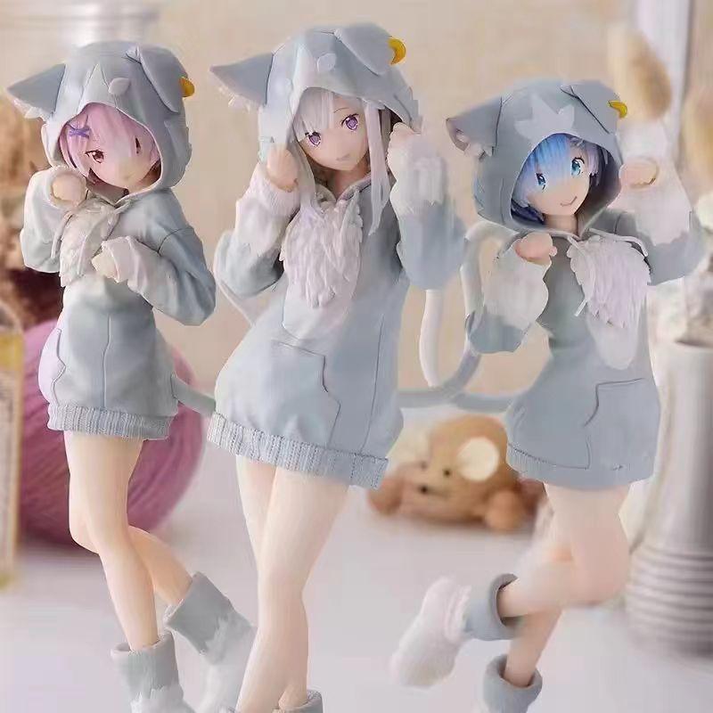 Re from scratch in a different world life Cat Ear Rem Sakura Rem Figure Anime Girl Chassis Ornament