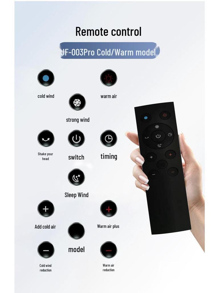 Bladeless Silent Ion Air Purifying Fan with Remote - Dual-Use for Hot & Cold
