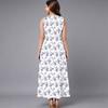Plus Size Women Sleeveless Crew Neck Dress Beautiful Flower Printed Loose Long Dress For Summer Street Wear