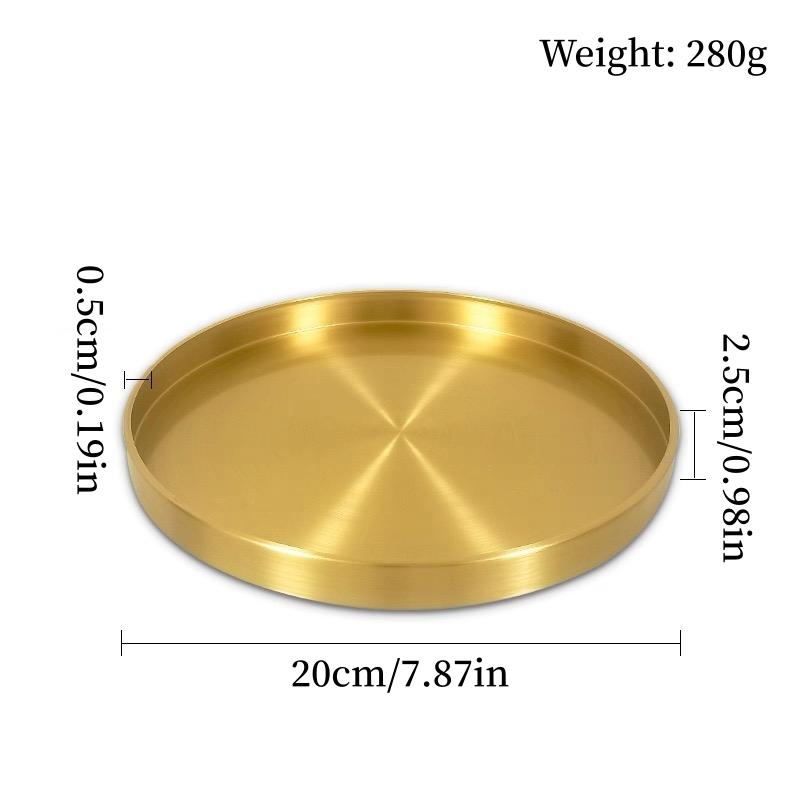 Multiple Sizes Polishing Brushed Texture Circle Shape Tray,Brass Tea Disc Home Cheese Food Plate,Snack Disc Table Decoration